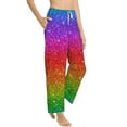 thumbnail image 2 of Daiia Rainbow Glitter Women's Sleep Pant with Pockets and Drawstring,Pajama Pants-Large, 2 of 9