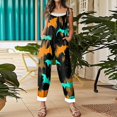 thumbnail image 6 of WTOBBY Women's Casual Loose Retro Jumpsuit with Halloween Print, Suspenders in Cotton and Linen Fabric, Adjustable for a Comfortable and Stylish Fit,TurquoiseM, 6 of 6