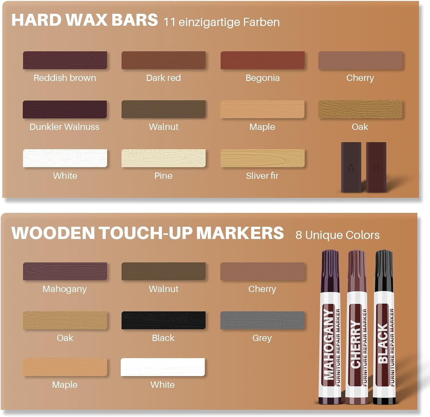 Laminate Floor Repair Kit with Heat Pen, 11 Color Wood Vinyl Furniture Linoleum Hard Wax Touch Up Marker Cover Scratches, Stains, Cracks, Holes for Door, Cabinet, Table.