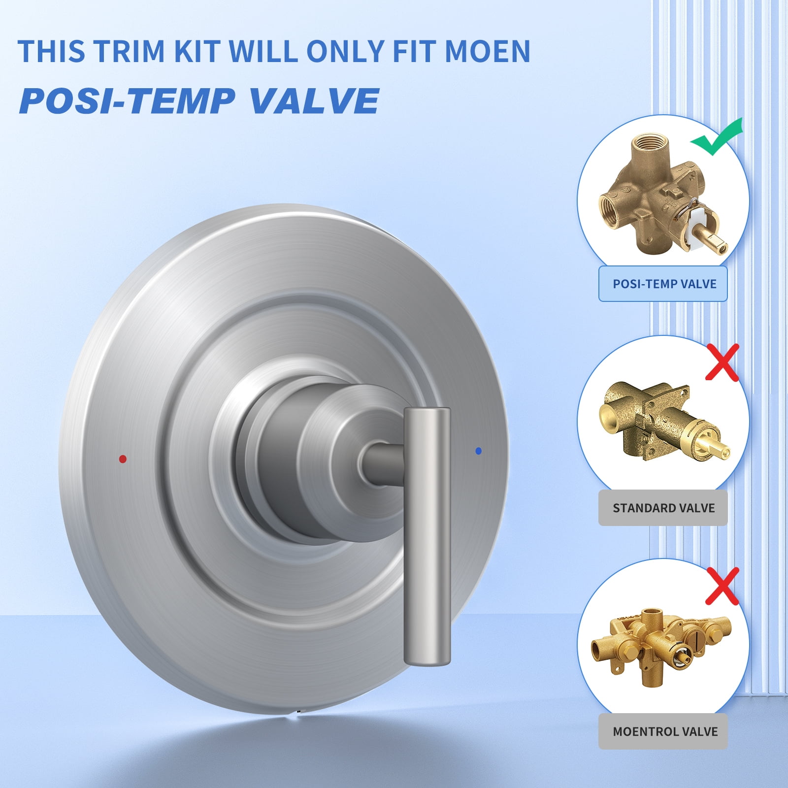 Moen T2901BN Gibson Posi-Temp 圧力バランスモダンバルブトリム バルブ必要 つや消しニッケル 並行輸入品