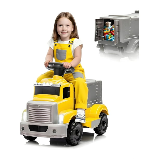 Yeshouse 6V de paseo en camión para niños pequeños - coche eléctrico w/ amplio almacenamiento, música, luces LED, batería recargable y botón de inicio fácil, juguete de interior/al aire libre