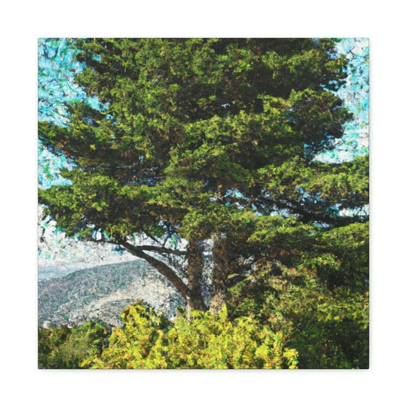 Cedar Tree Pointillism - Canvas