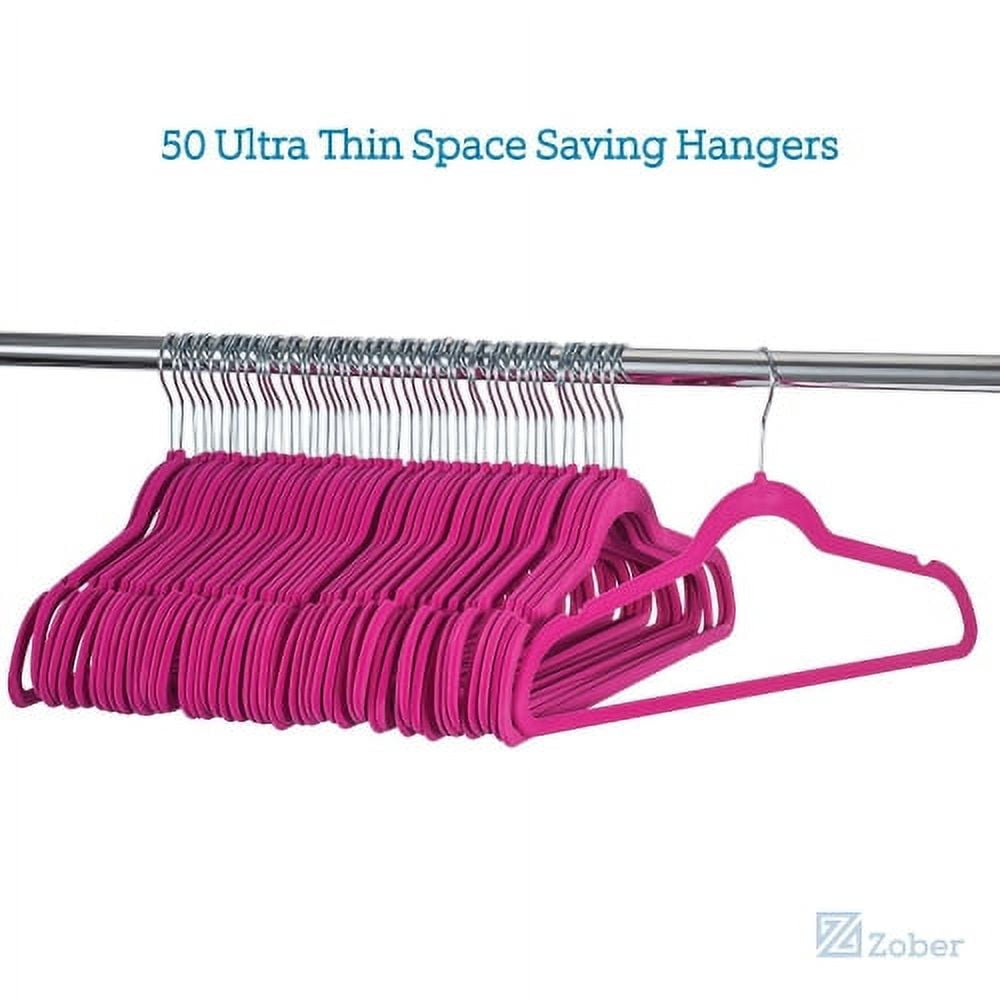 Zober Velvet Ultra Slim Non Slip Shirt Hangers, 50 Pack, Purple