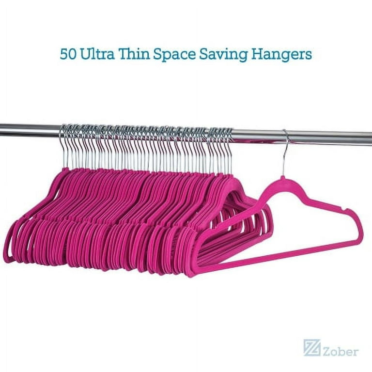 Zober Velvet Ultra Slim Non Slip Shirt Hangers, 50 Pack, Blush, Pink