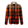 thumbnail image 4 of LEBONYARD Mens Jackets with Hoods,Men's Plaid Shirts Jacket,Men's Fashionable Check Print Casual Long Sleeve Turndown Collar Blouse Shirt Orange XXL, 4 of 5