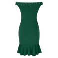 thumbnail image 6 of Women's Casual One Shoulder Sleeveless Dress with Ruffle Hem and Pearl Detail for Spring Summer, 6 of 7