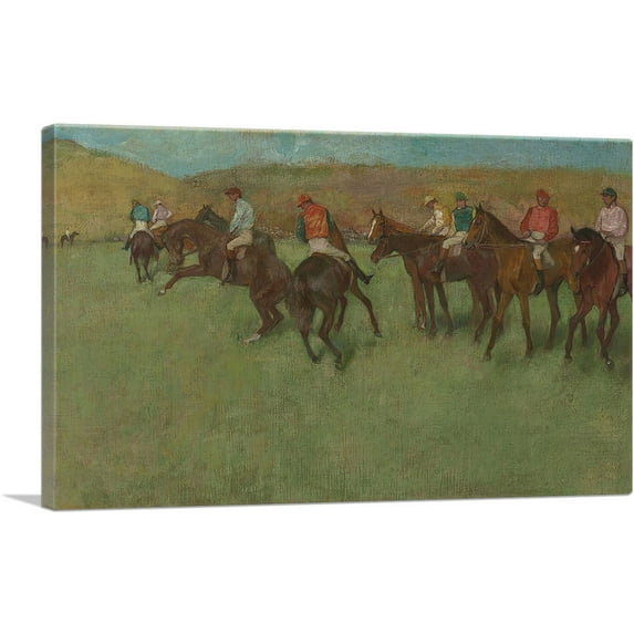 ARTCANVAS At the Races Before the Start 1885 Canvas Art Print by Edgar Degas - Size: 40" x 26" (0.75" Deep)