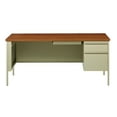 thumbnail image 4 of Hirsh Right-Hand Single Pedestal File Office Desk with Center Drawer, 30" D x 66" W, Putty/Oak, 4 of 12