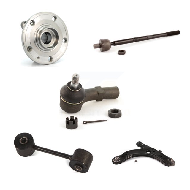 Transit Auto Front Right Hub Bearing Lower Control Arm with Ball Joint Outer Inner Tie Rod Link Kit (5Pc) for Car 2006 Volkswagen Jetta A4 body code 7th and 8th Digit Of VIN Is "9M" or "1J" K7T-106419