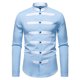 thumbnail image 1 of pstuiky Camisas casuales de manga larga para hombre, Camisa informal de negocios con cuello redondo y manga larga con bloques de color a la moda para hombre Tops casuales para hombres m, 1 of 9