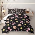 thumbnail image 2 of Feelyou Softball Bowknot Stars Twin Quilt Set for Girls, Black Pink Cartoon Style Twin Coverlet Set, 2pcs, 2 of 7
