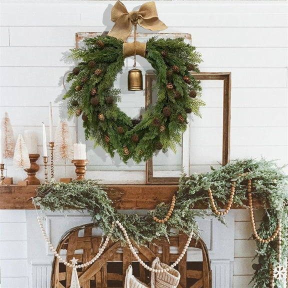 Linen Bow Wreath, Front Door Hanging, Christmas Courtyard Decor, Elegant Holiday Wreath, Rustic Decoration, Holiday Door Decoration, Indoor Outdoor Christmas Decor Christmas Decorations