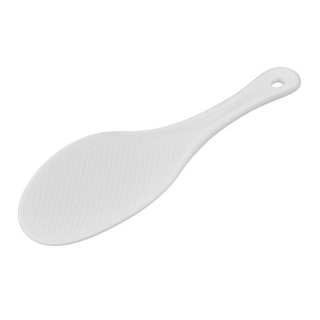 Non Stick Cooking Spoon - Plastic Dot Print Kitchen Flat Non Stick Rice Scoop Paddle Meal Spoon White