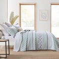 thumbnail image 5 of Bedduvit King Size Quilt Set, 100% Cotton Green Gray Spring Floral Striped Farmhouse Summer Bedspread King, Reversible Lightweight Bedding Quilt Set for King Bed, All Season 3-Piece (Green, 98"x106"), 5 of 12