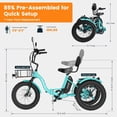 thumbnail image 4 of Lilypelle Peak 1100w Folding Electric Tricycle for Adults, 7 Speed 20" x 4.0 " Fat Tire 3 Wheel Aluminum Electric Bike W/ Differential & Suspension Fork, 48V 14.5Ah Battery, Up to 60Miles, 16Mph, 4 of 11