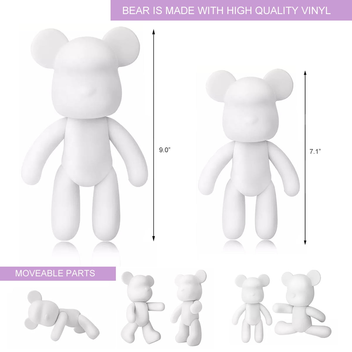 9 inch Easy DIY Create Customize Art and Craft Kits Non-Toxic Pour Over Acrylic Fluid Paint Bear Kit for Boys and Girls