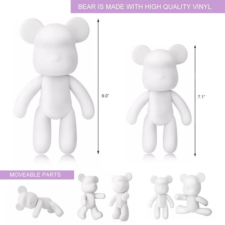 6 Bears And * 6 Color Paint And 1 Brush Diy Fluid Bear White - Temu