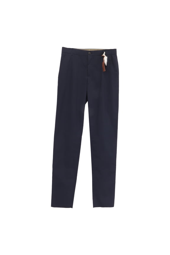 Pre-Owned Loro Piana Trousers in Navy Blue Cotton