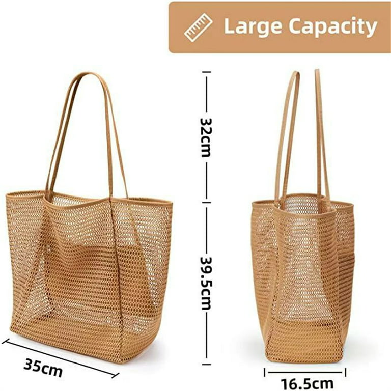 GreenTaya Beach Bag for Women Extra Large Mesh Tote with Zipper