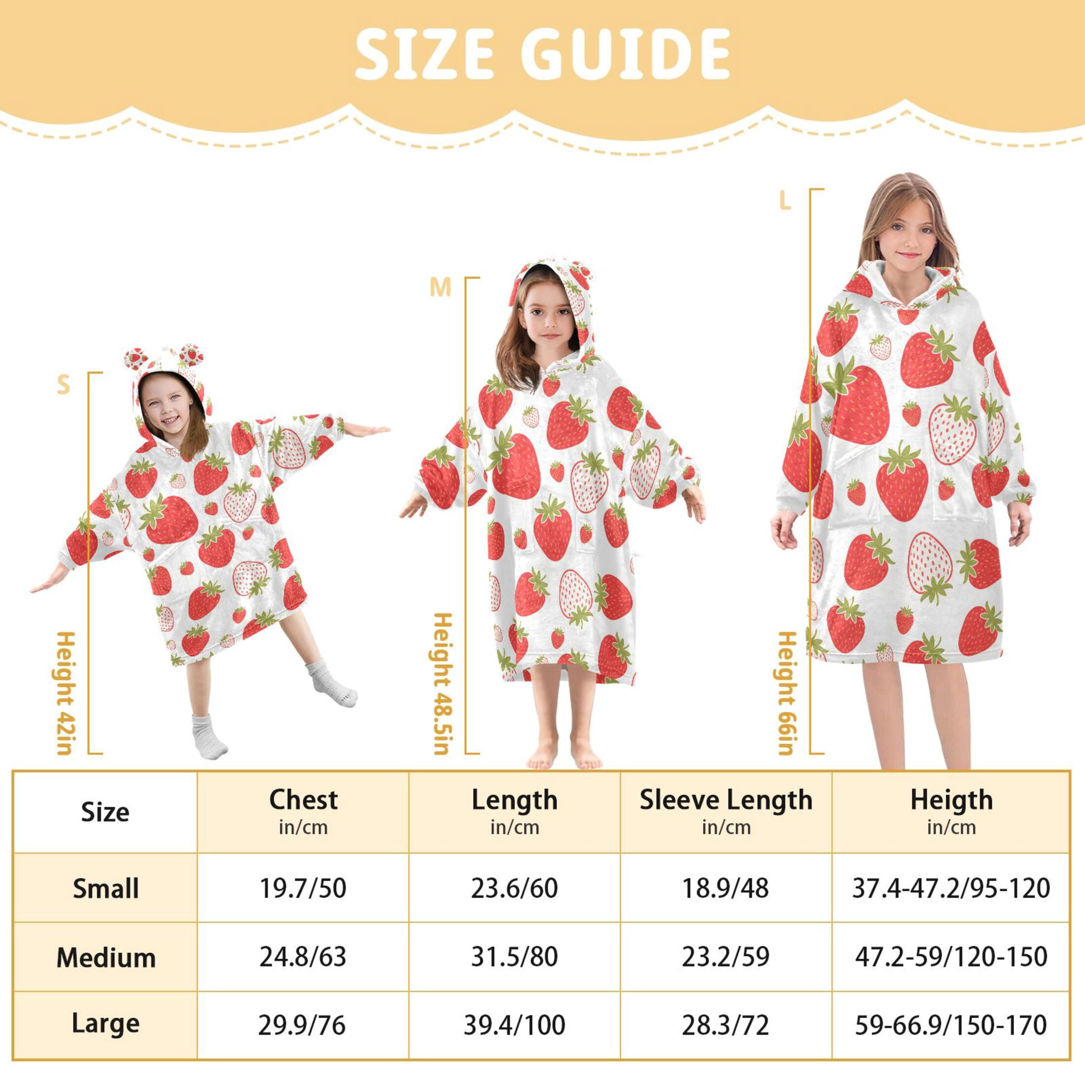 joogoo Wearable Blanket Hoodie for Strawberry Red Oversized Sherpa Hooded 3-14 YR M