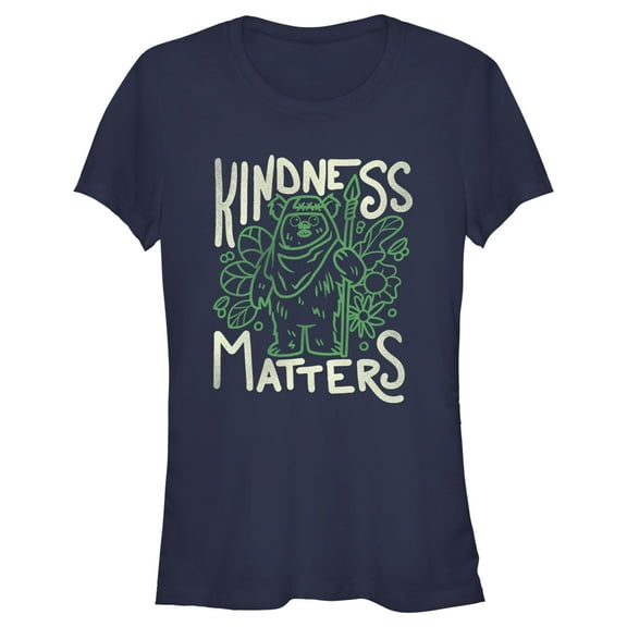 Junior's Star Wars Ewok Kindness Matters Graphic Tee Navy Blue Large