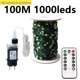 thumbnail image 3 of Guirnalda de luces LED de 100 m con alambre verde, guirnalda navideña para exteriores, hogar, árbol de Navidad, decoración de fiesta callejera, 3 of 5
