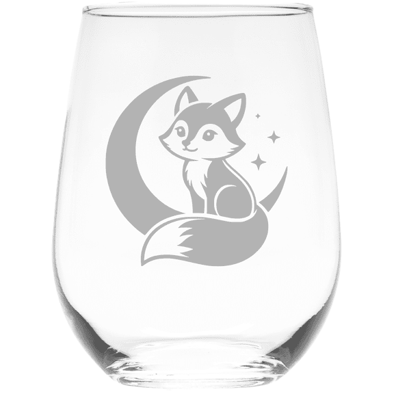 C&M Personal Gifts 17 oz Starry Fox Watch Stemless Wine Glass - Moon Design