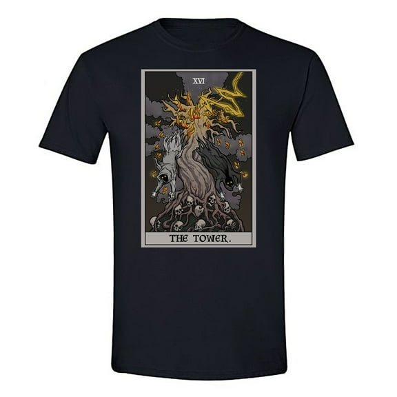 The Ghoulish Garb The Tower Tarot Card Shirt Terror Tarot Edition Small