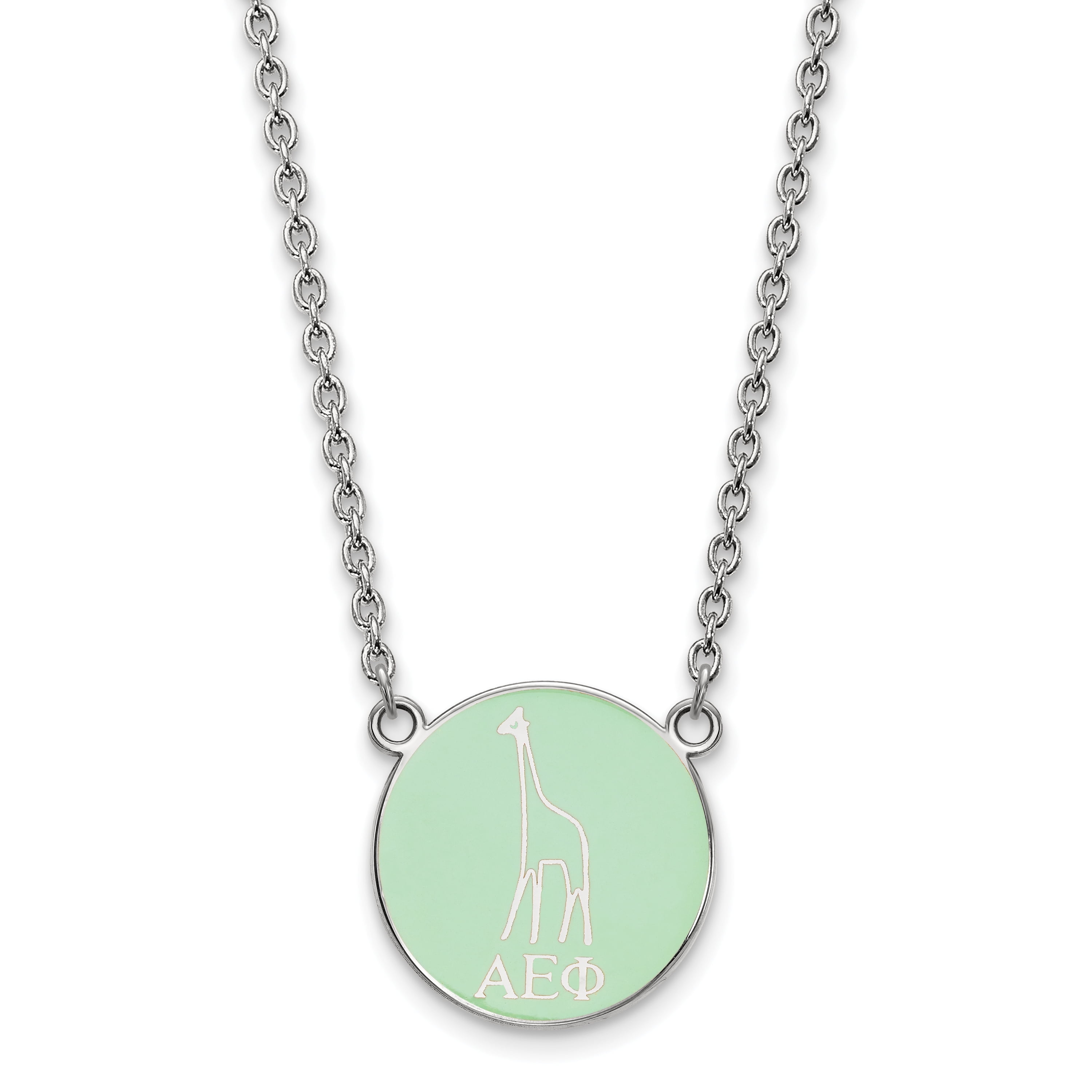 925 Sterling Silver Rhodium-plated Alpha Phi Medium Enameled Sororities Pendant Necklace w/18 Chain 