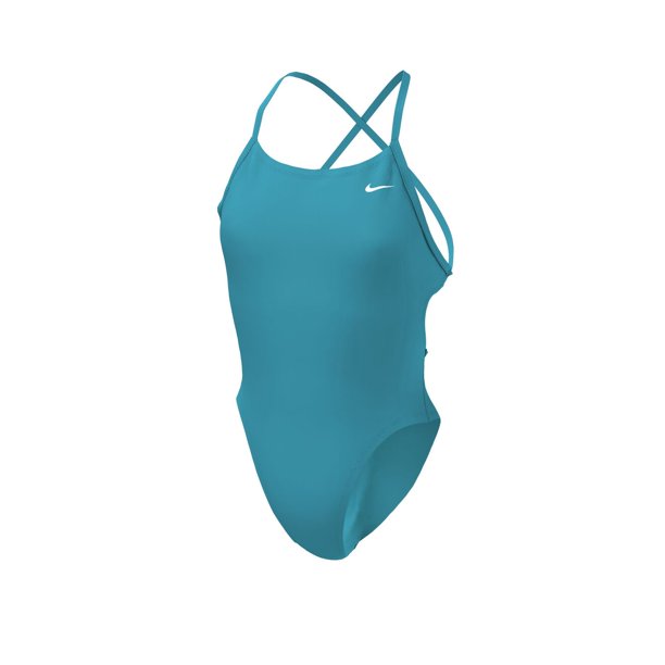 Nike Hydrastrong Solid Lace Up Tie Back One Piece (36, Aquamarine