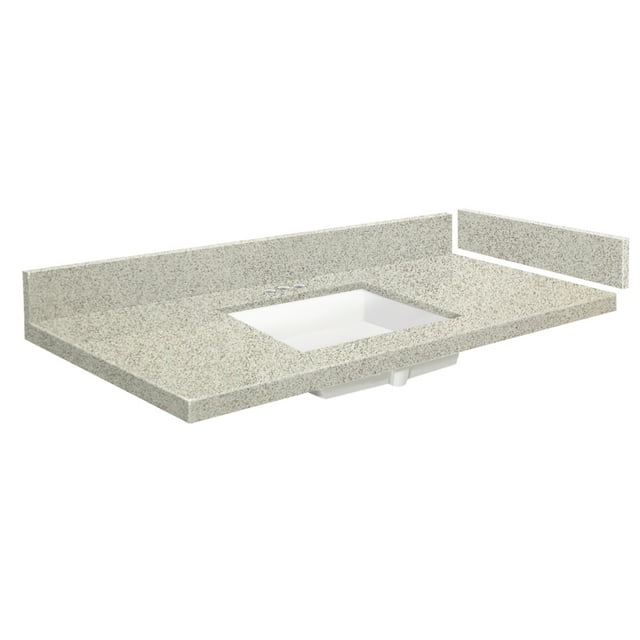 Transolid VT27.75x22-1KU-4S-A-W-4 27.75 in. D Quartz Vanity Top with 4 in. Centerset and Rectangular Undermount Sink, Portage Pass