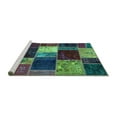 thumbnail image 2 of Ahgly Company Machine Washable Indoor Square Patchwork Turquoise Blue Transitional Area Rugs, 4' Square, 2 of 4
