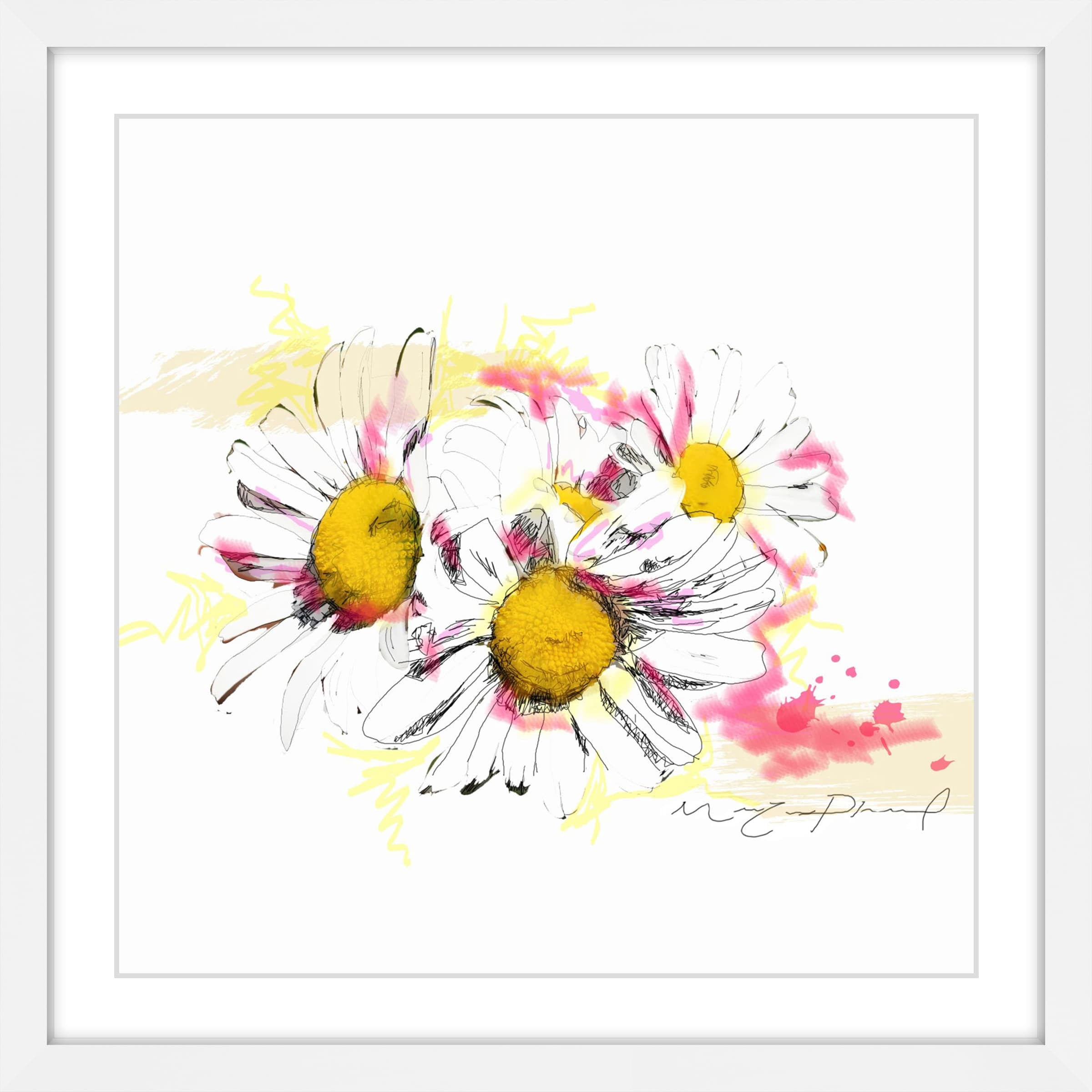 Marmont Hill "Marguerites" By Marie-Eve Pharand Framed Painting Art Print, 32.0" x 1.5"