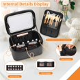 thumbnail image 2 of Bolsa de maquillaje OCHEAL con espejo LED y organizador, color negro, 2 of 8