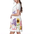 thumbnail image 2 of Fotbe Watercolor Gnome Garden Vestido Largo de Moda para Mujer, Vestido Tipo Camiseta con Manga Corta y Estilo Casual a Rayas y Bloques de Color, 2 of 6