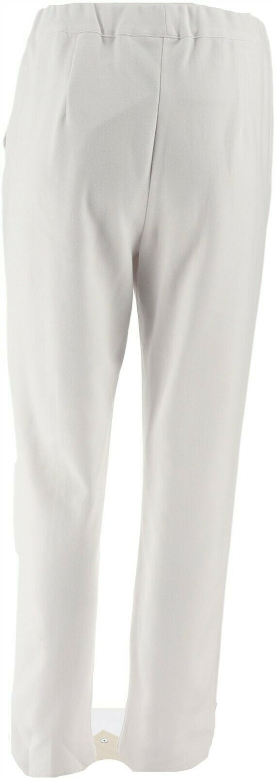 Bob Mackie Pull-On Ponte Knit Ankle Length Pants Front Seam White XL NEW A288445 