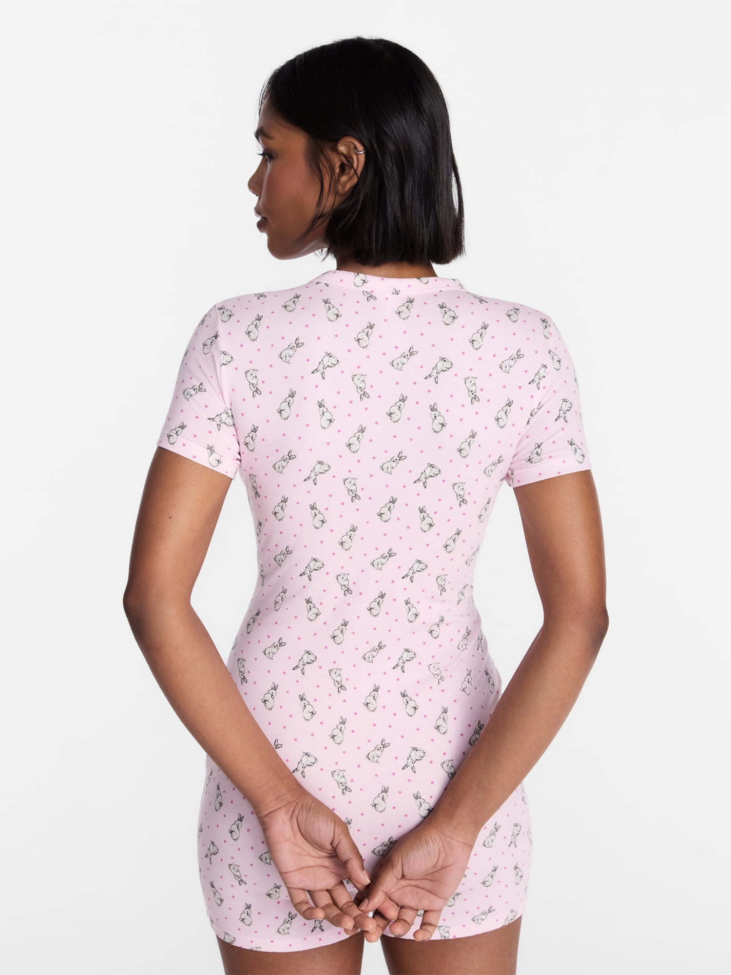 No Boundaries Cloud Core Sleepwear Romper, Women's XXS-3X