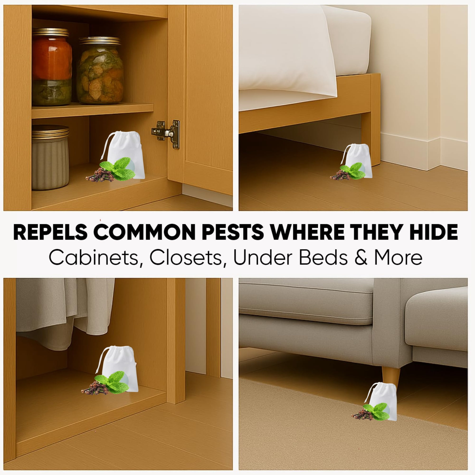 PestControl Pouches - All Natural - RepelsRodents, Silverfish, Spiders, Roaches, Ants, Squirrels, & Other Pests