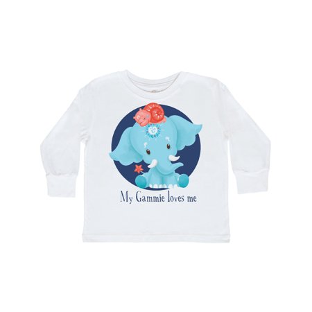 

Inktastic Gammie Loves Me Ervin Blue Elephant Sweet Gift Toddler Toddler Girl Long Sleeve T-Shirt