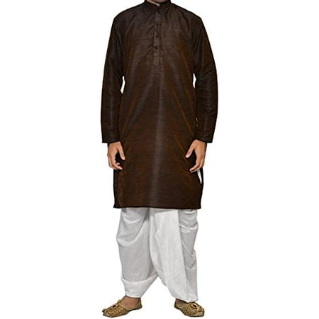 

Royal Men s Art Silk Blend Dhoti Kurta Set_Brown