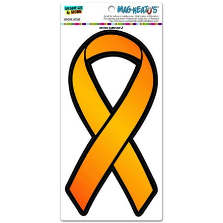 

Orange Awareness Support Ribbon Leukemia Multiple Sclerosis Automotive Car Refrigerator Locker Vinyl Magnet