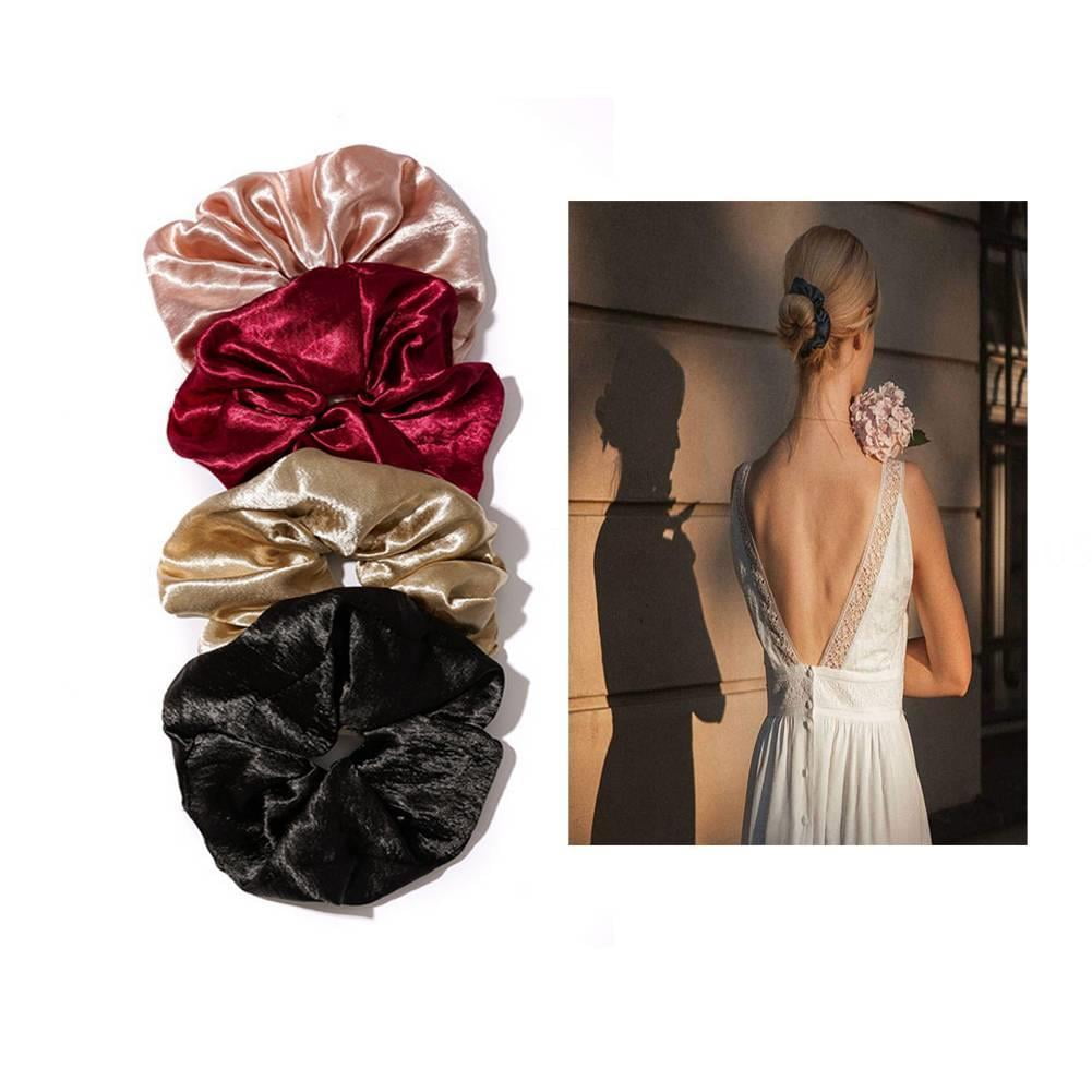 Gespout oversized scrunchies for women,jumbo scrunchies for thick hair,Soft No Crease Satin scrunchies ,Large Huge Elastic scrunchies hair ties, Giant Satin Scrunchies hair scrunchies gift set