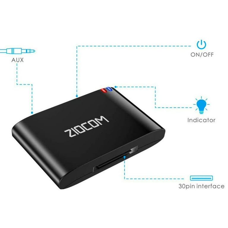 Abundantly lotteri Evne ZIOCOM 30 Pin Bluetooth Adapter Receiver for Bose iPod iPhone SoundDock and  Other 30 pin Dock Speakers with 3.5mm Aux Cable(Not for Car and  Motorcycles),Black - Walmart.com