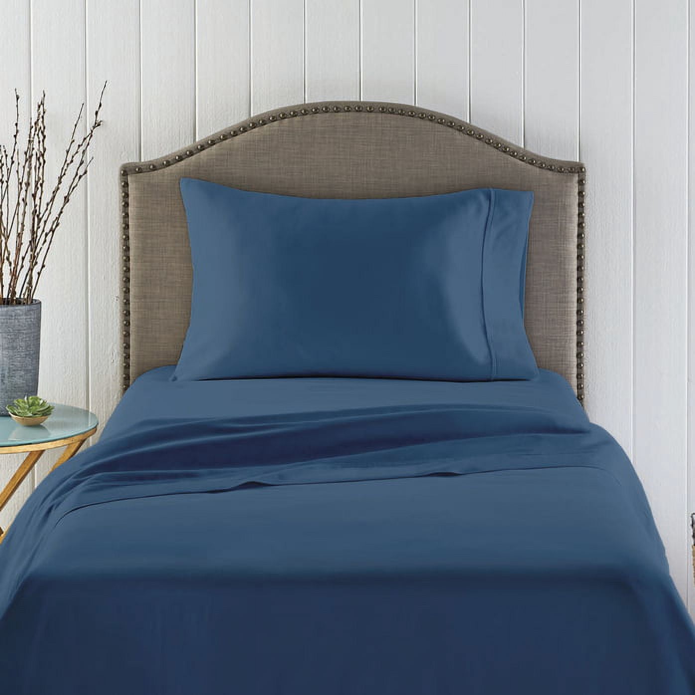 Better Homes & Gardens 300 Thread Count 100% Cotton Wrinkle Resistant King Pillowcase Set of 2, Slate Blue
