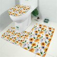 thumbnail image 2 of White Butterfly Sunflower Pattern Bathroom Rugs Sets 3 Piece,Toilet Cover Set,Absorbent Non Slip Bathroom Mats Sets with U-Shaped Contour Rug Toilet Rug Set, 2 of 5