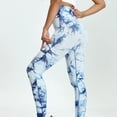 thumbnail image 4 of Gibobby Pantalones de yoga Pantalones de yoga de retracción abdominal de cintura alta sin costuras Tie Dye Pantalones de fitness deportivos ajustados al libre para mujer(Azul， L), 4 of 5