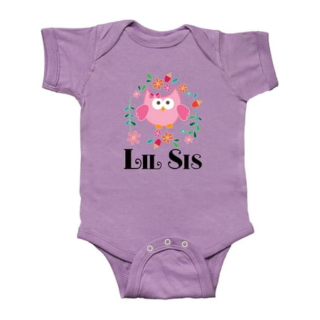 

Inktastic Lil Sis Girls Owl Sister Announcement Gift Baby Girl Bodysuit