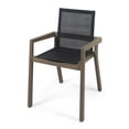 thumbnail image 5 of GDF Studio Estrada Outdoor Mesh and Acacia Wood 5 Piece Dining Set, Gray and Black, 5 of 9