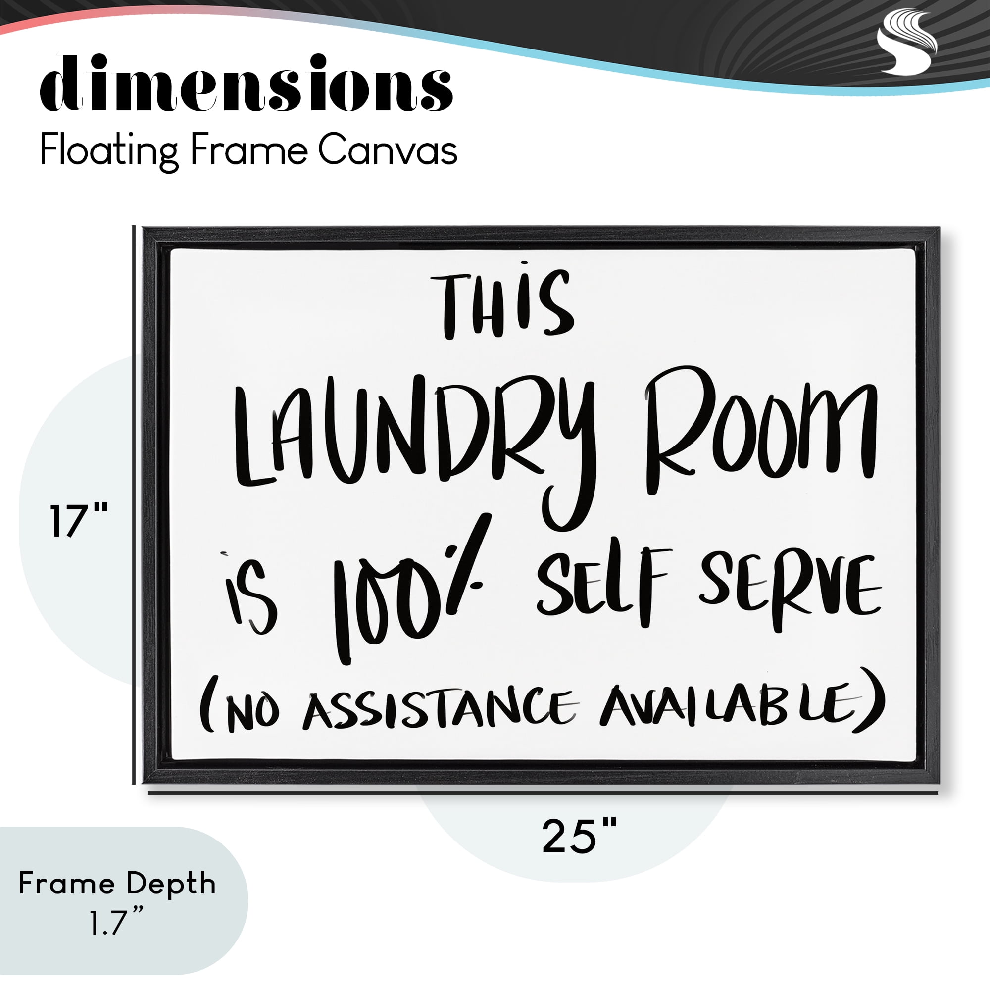 Stupell Industries Self Serve Laundry No Assistance Black Framed Floater Canvas Wall Art, design by SD Graphics Studio