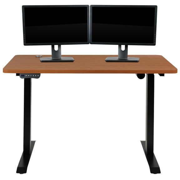 Flash Furniture Tanner Electric Height Adjustable Standing Desk - Table Top 48" Wide - 24" Deep (Mahogany)